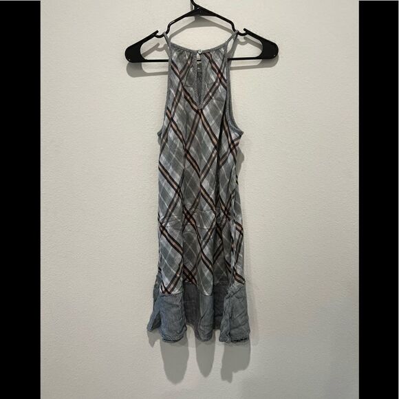 Cloth & Stone Gray Diamond Print Plaid Halter Keyhole Back Swing Dress S - Picture 2 of 5
